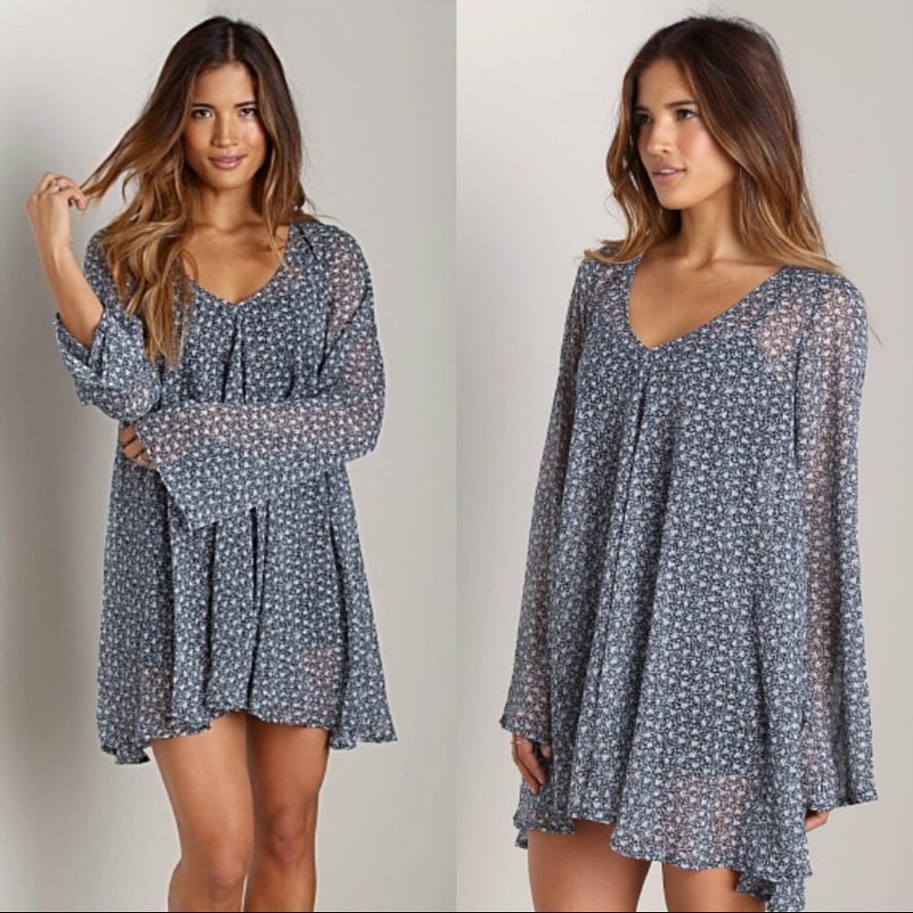 For Love and Lemons Daytripper Dress Blue Floral